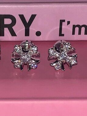 MOS Collection Crystal Cross Stud Earrings Silver Tone Sparkly Cross Earrings